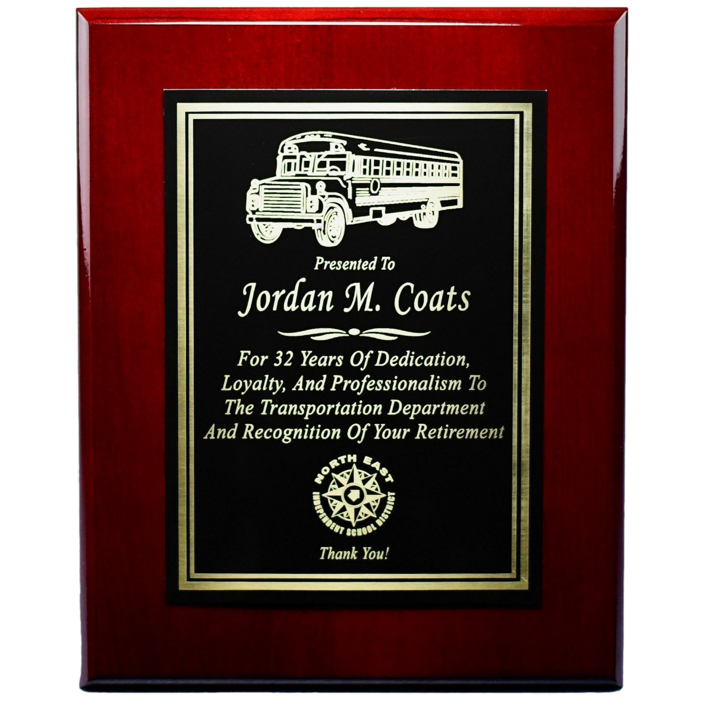 Rosewood Piano Finish Plaque With Plate