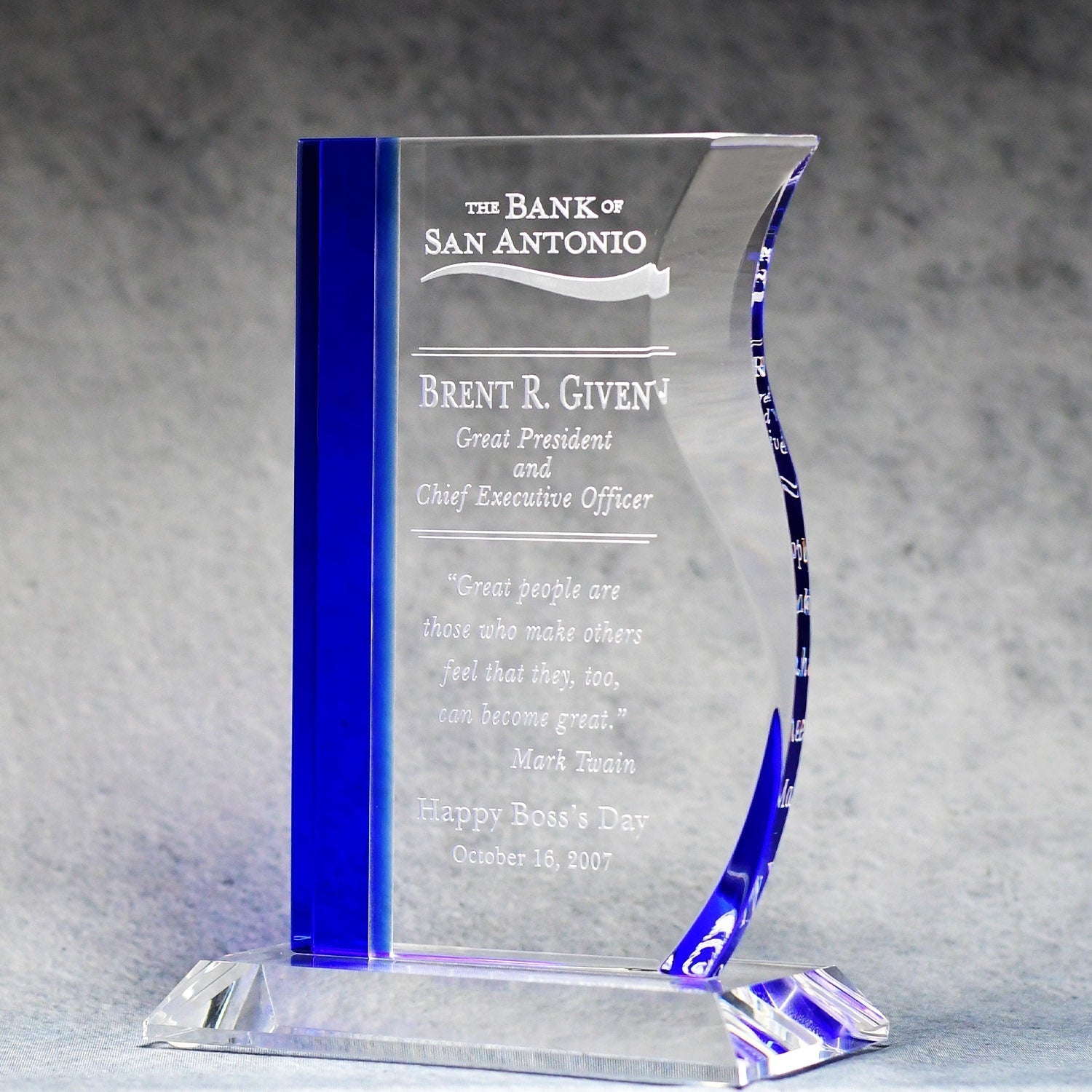 Blue Stripe Wave Crystal | Alliance Awards LLC.