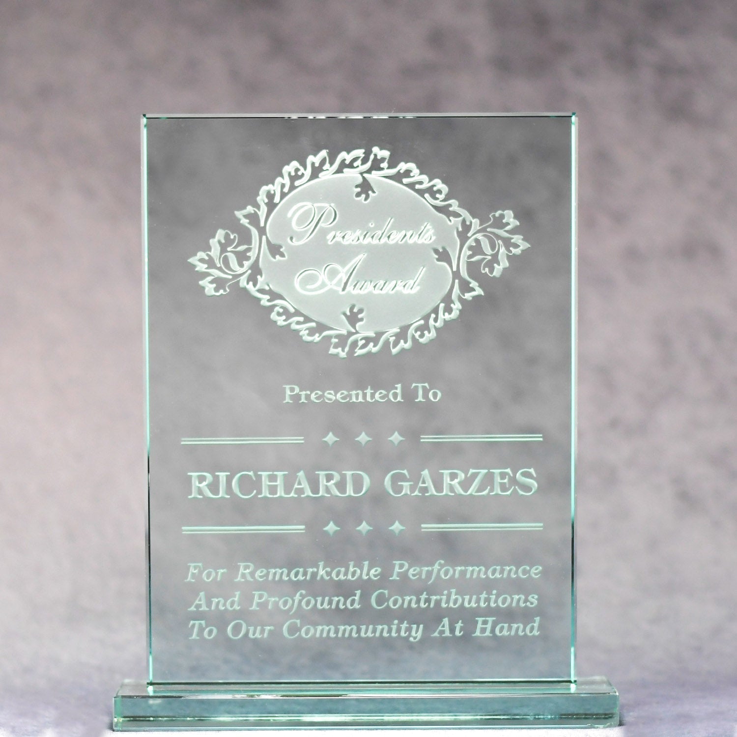 Jade Glass Standing Plaque | Alliance Awards LLC.