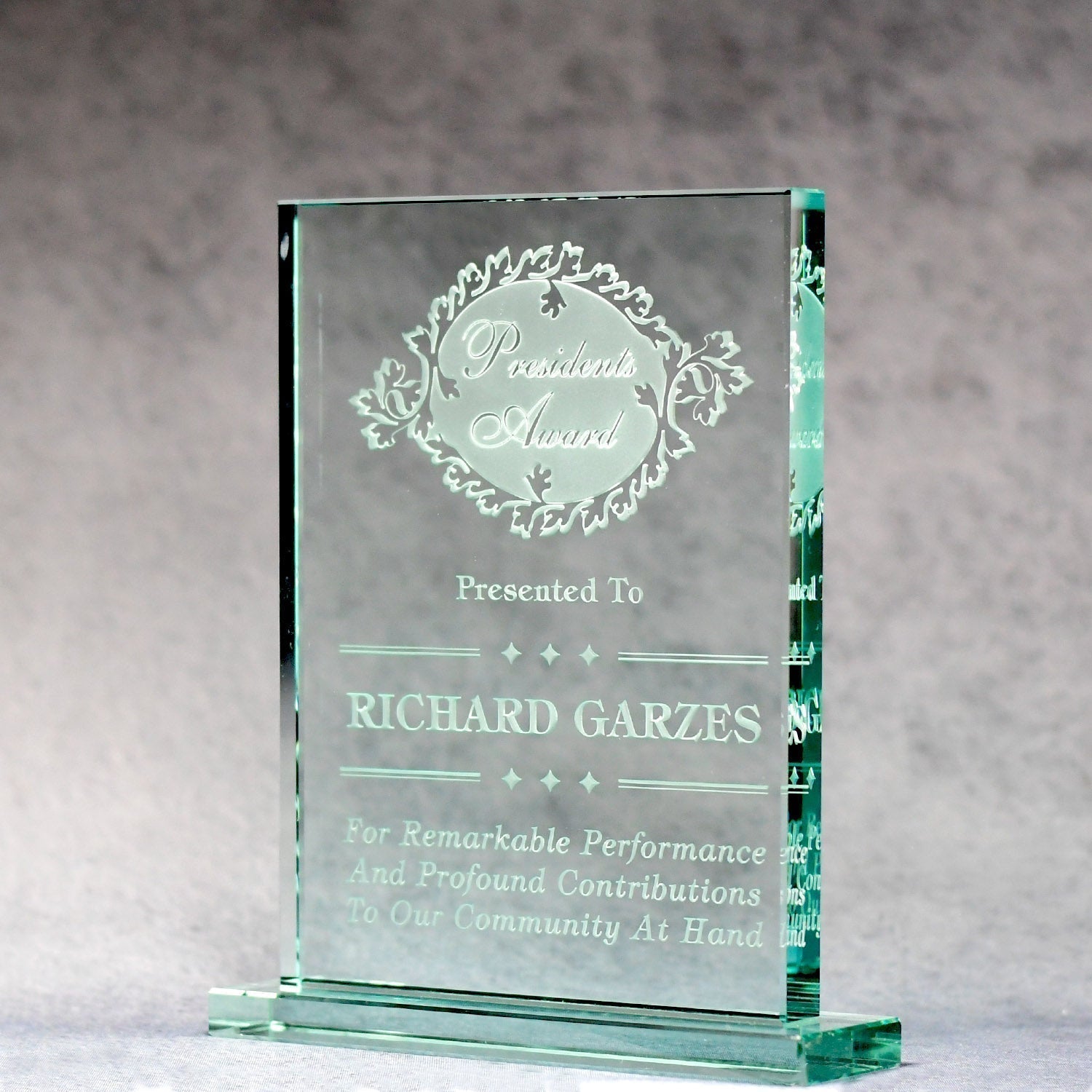 Jade Glass Standing Plaque | Alliance Awards LLC.