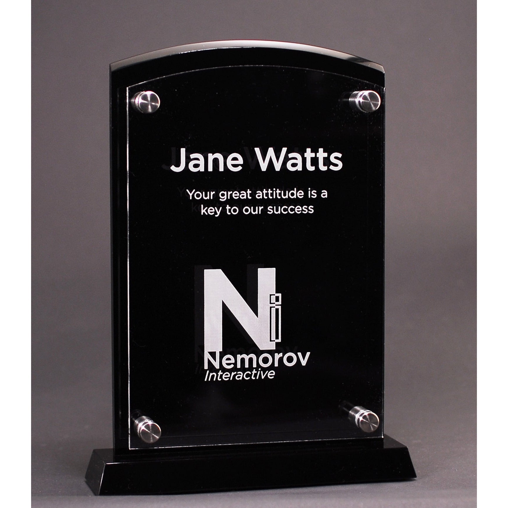 Arch Top Black Ebony And Acrylic Stand-Out Billboard | Alliance Awards LLC.