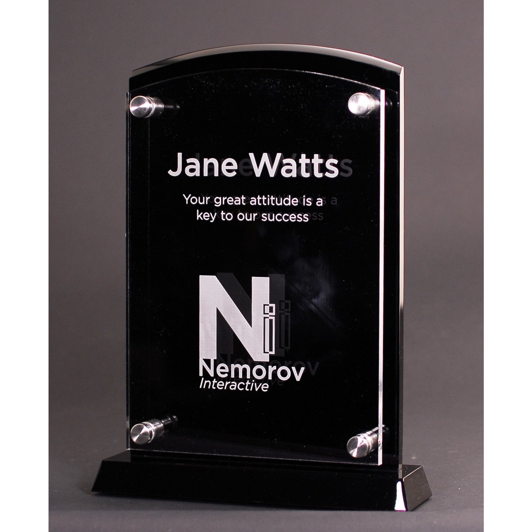 Arch Top Black Ebony And Acrylic Stand-Out Billboard | Alliance Awards LLC.