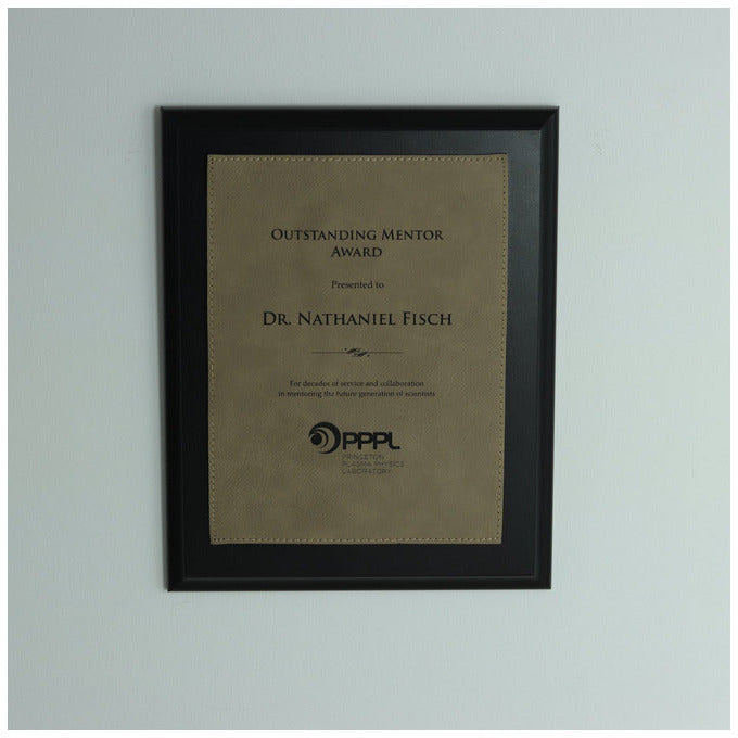 Ebony Laminate Plaque With Light Brown Leatherette Plate | Alliance Awards LLC.