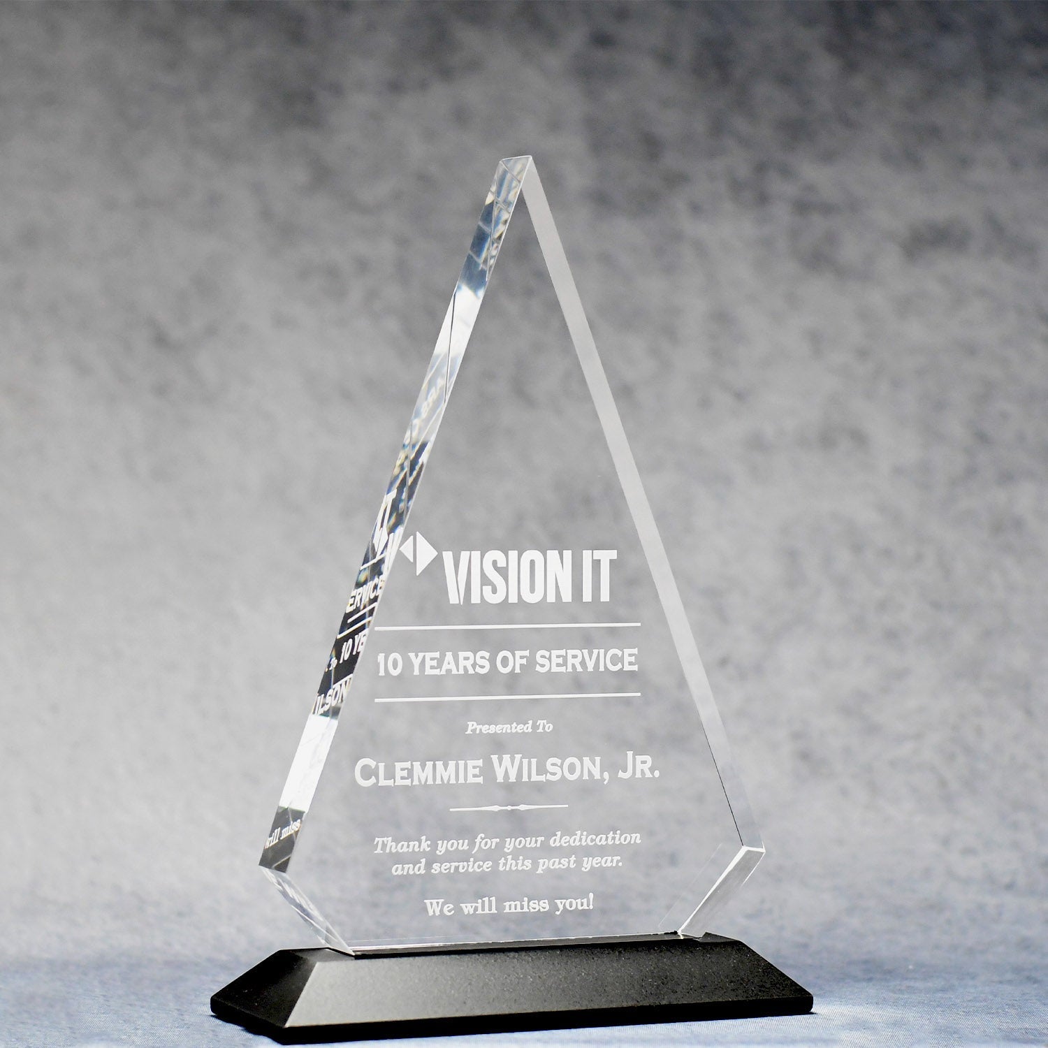 Acrylic Triangle On Ebony Base | Alliance Awards LLC.