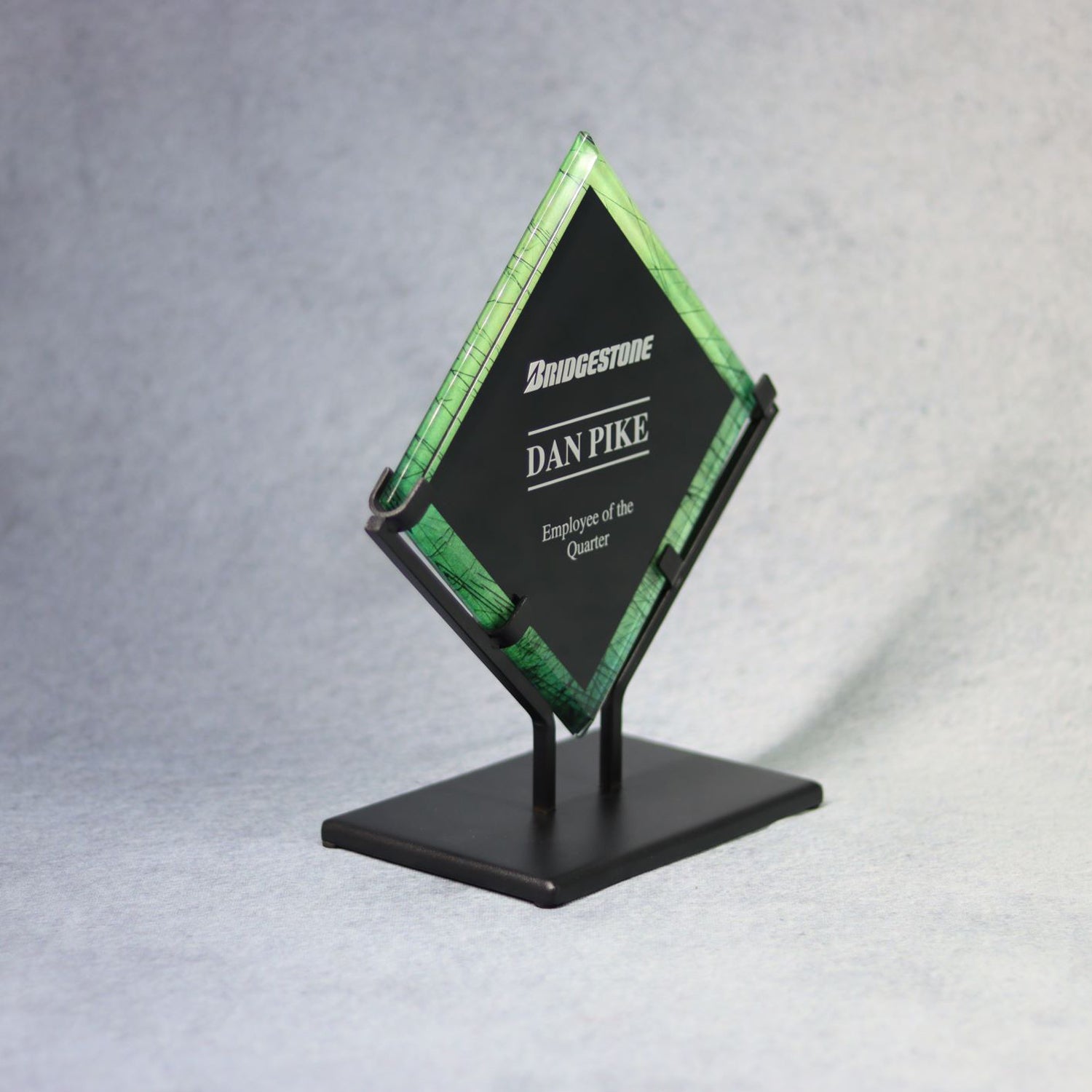 Acrylic Emerald And Black Diamond In Wrought Iron Base | Alliance Awards LLC.