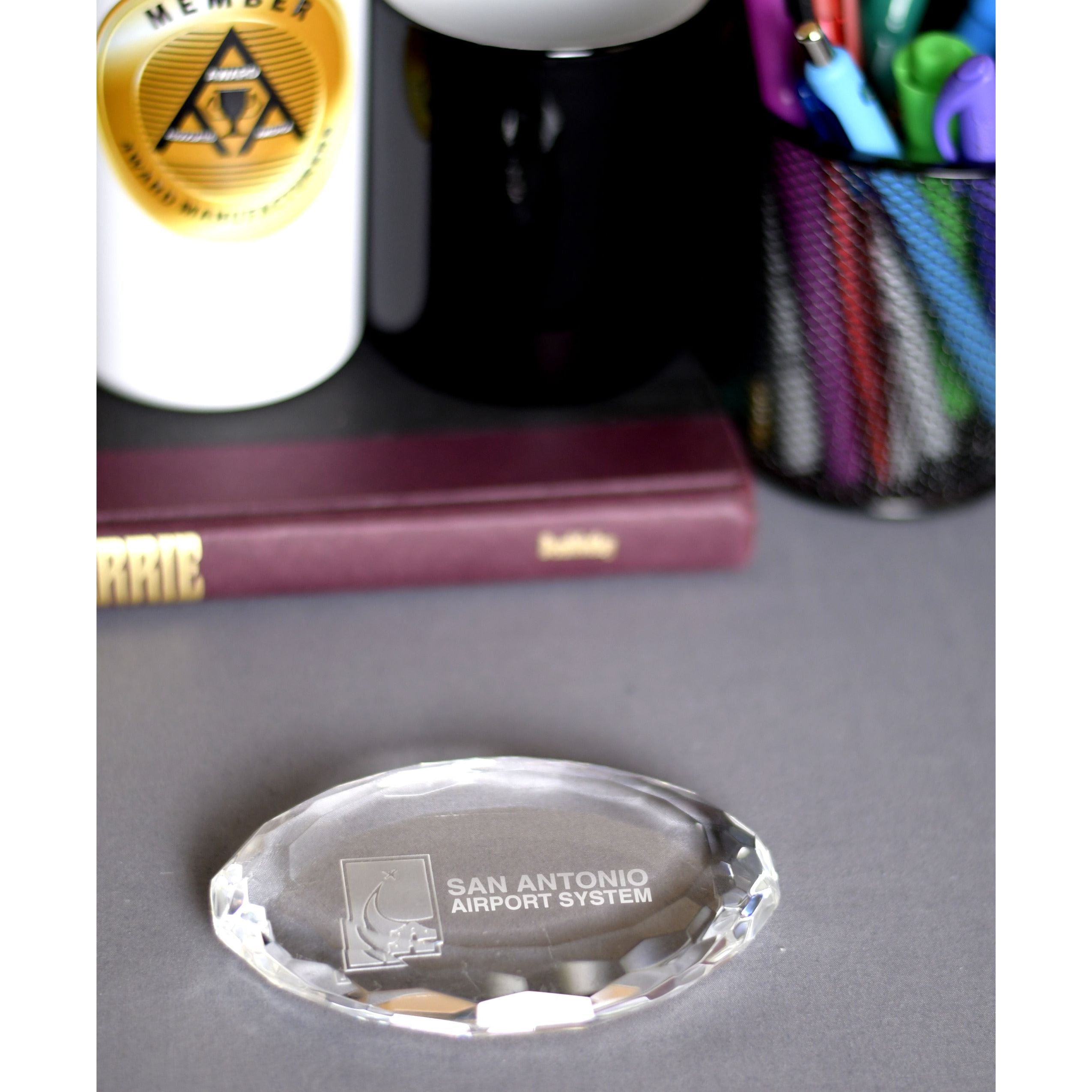 Crystal Oval Multi-Faceted Paperweight | Alliance Awards LLC.