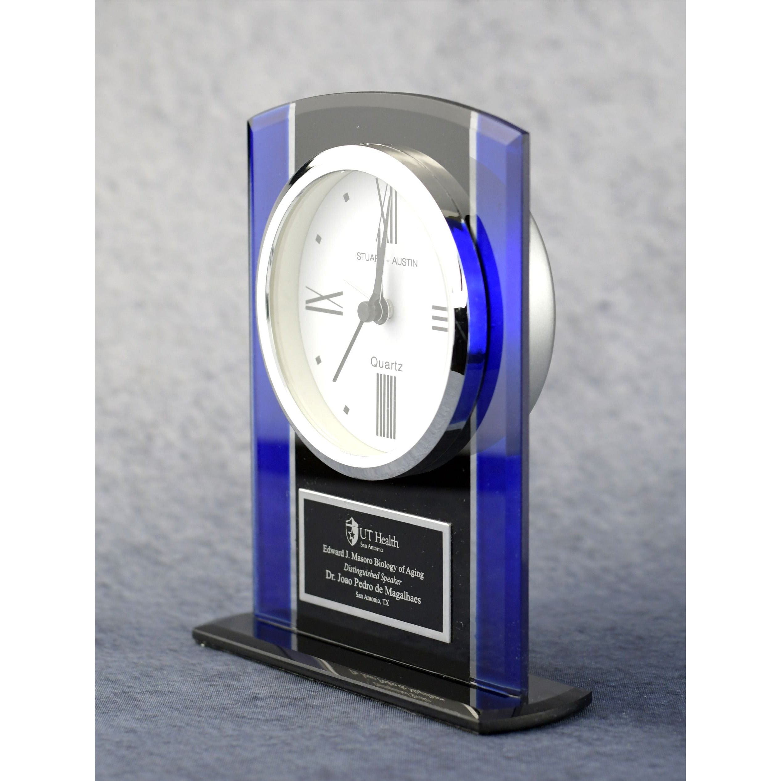 Economy Black And Blue Glass Clock | Alliance Awards LLC.