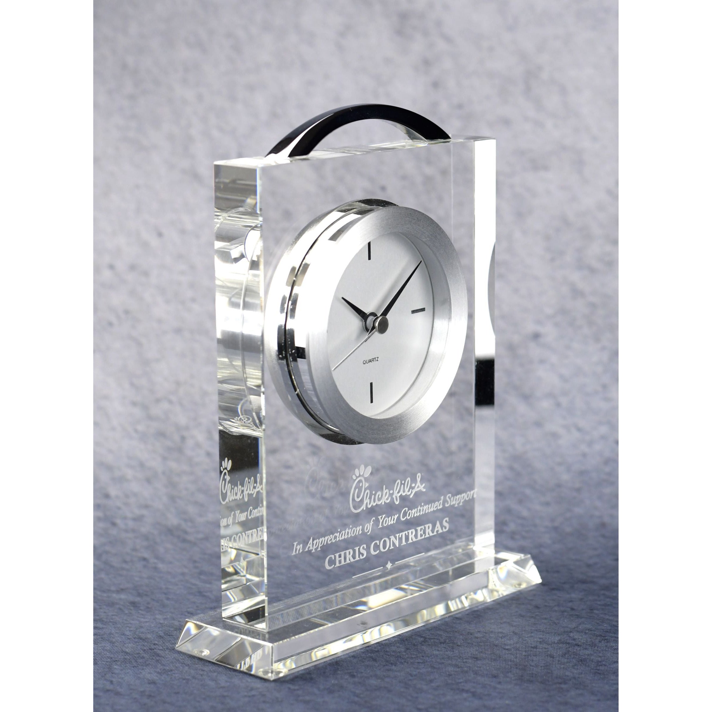 Crystal Clock - Silver Accents | Alliance Awards LLC.