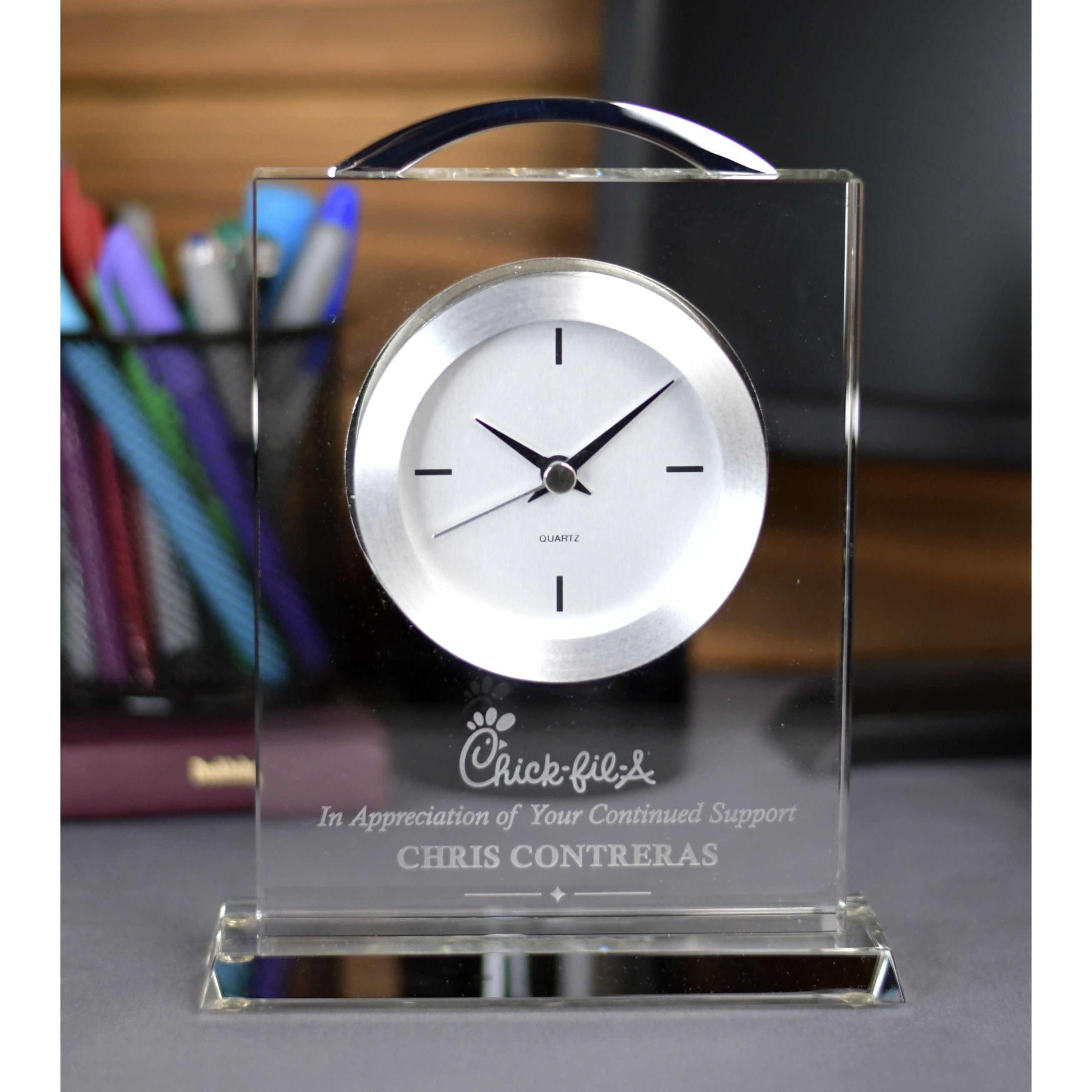 Crystal Clock - Silver Accents | Alliance Awards LLC.