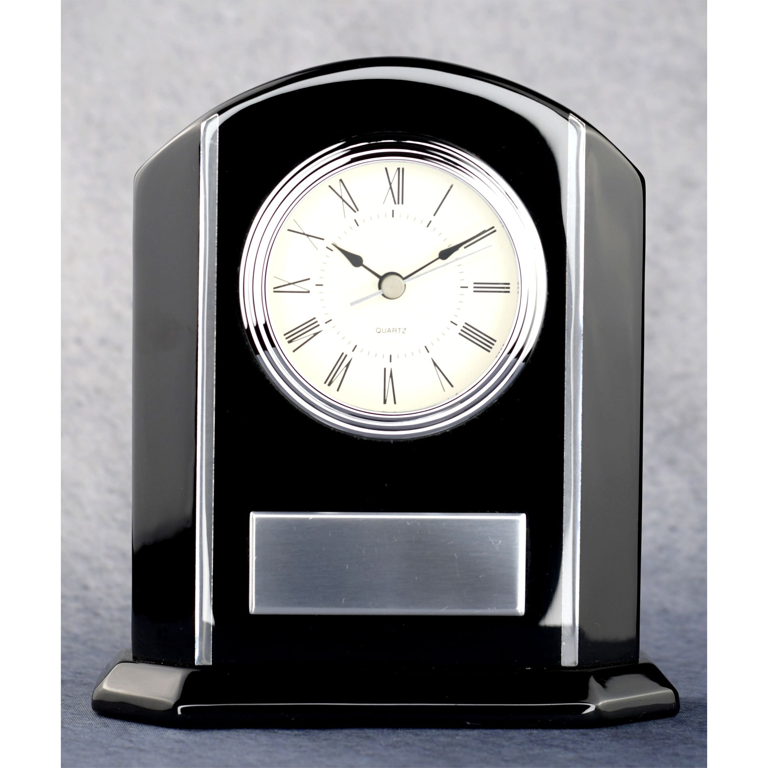 Arched Black Piano Clock | Alliance Awards LLC.