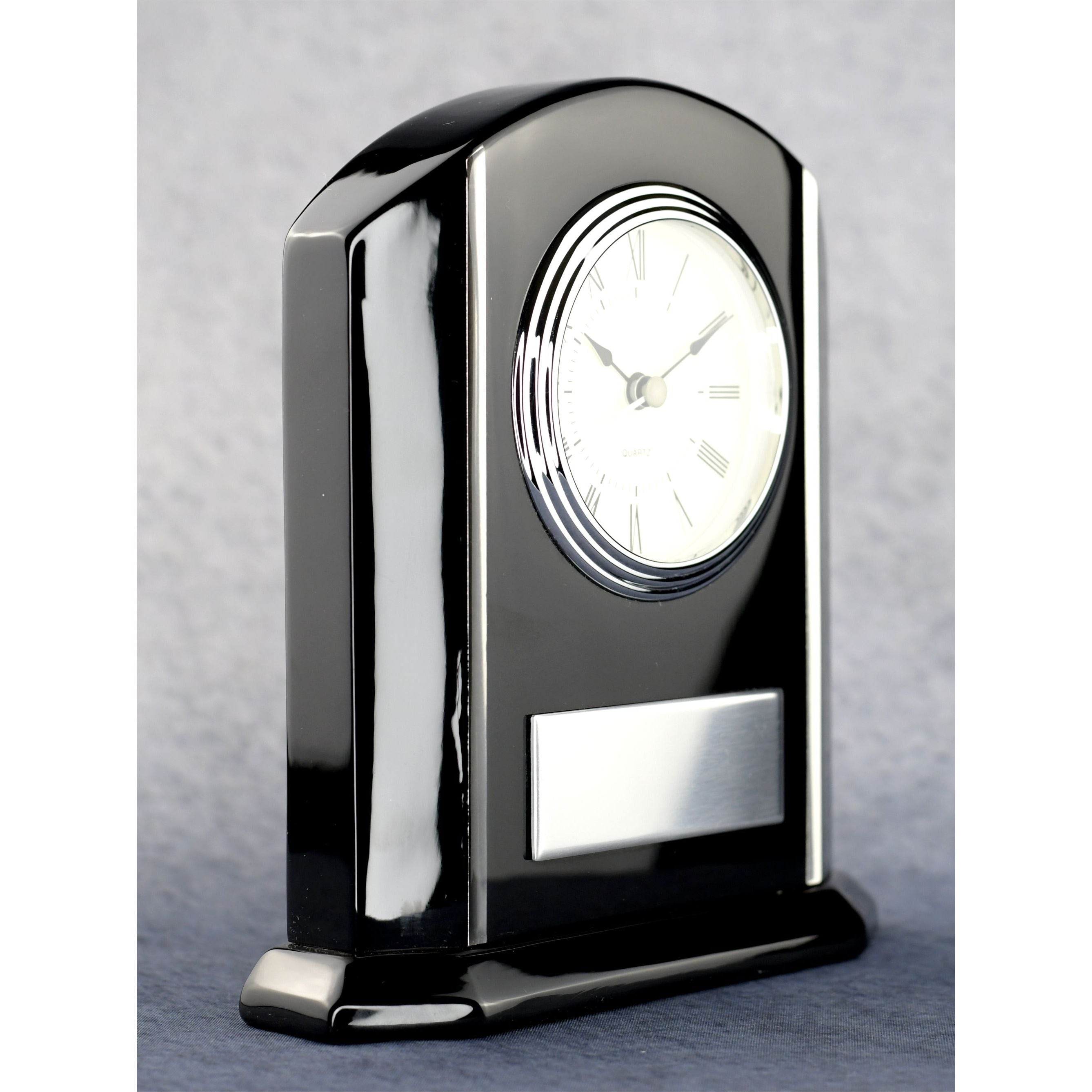 Arched Black Piano Clock | Alliance Awards LLC.