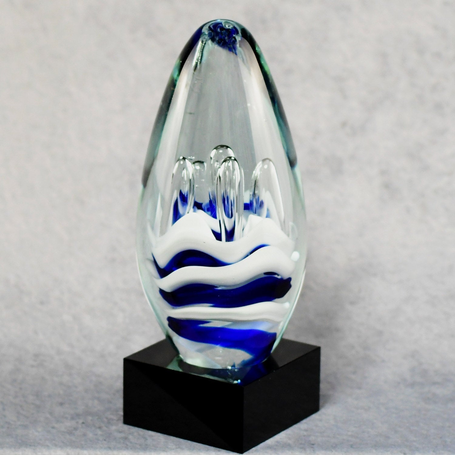 Blue And White Art Glass Egg | Alliance Awards LLC.