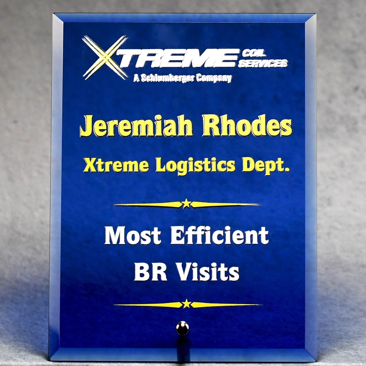 Economy Blue Glass Standing Plaque | Alliance Awards LLC.