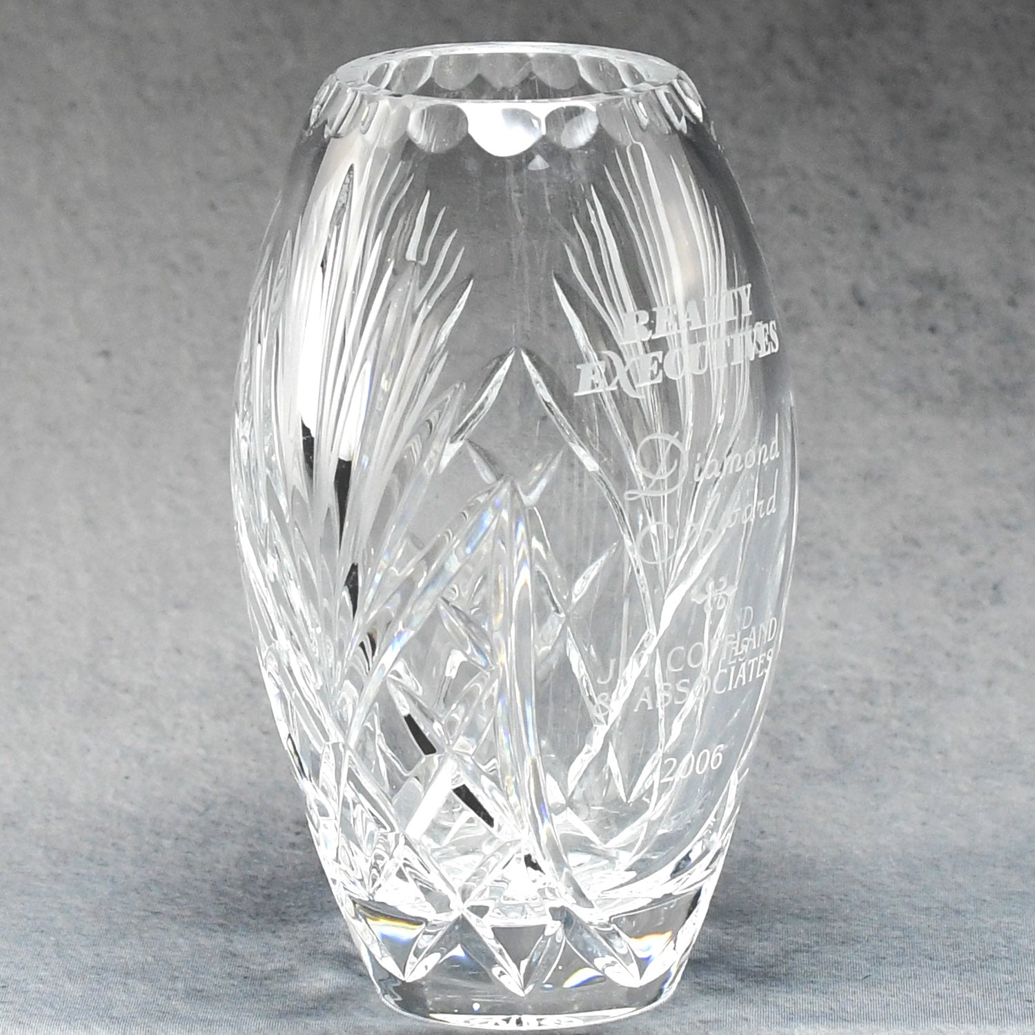 Crystal Barrel Vase | Alliance Awards LLC.