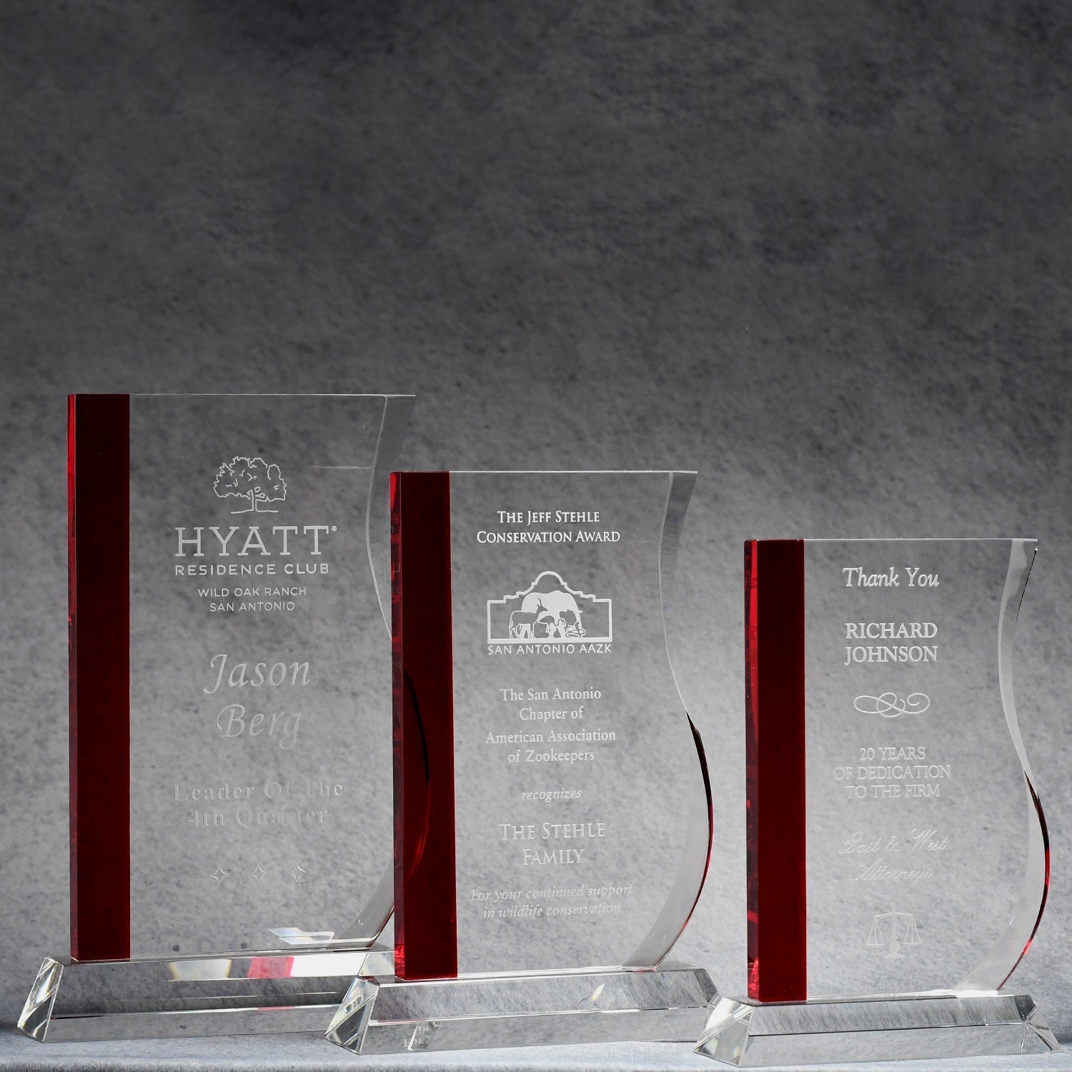 Red Stripe Wave Crystal Award | Alliance Awards LLC.