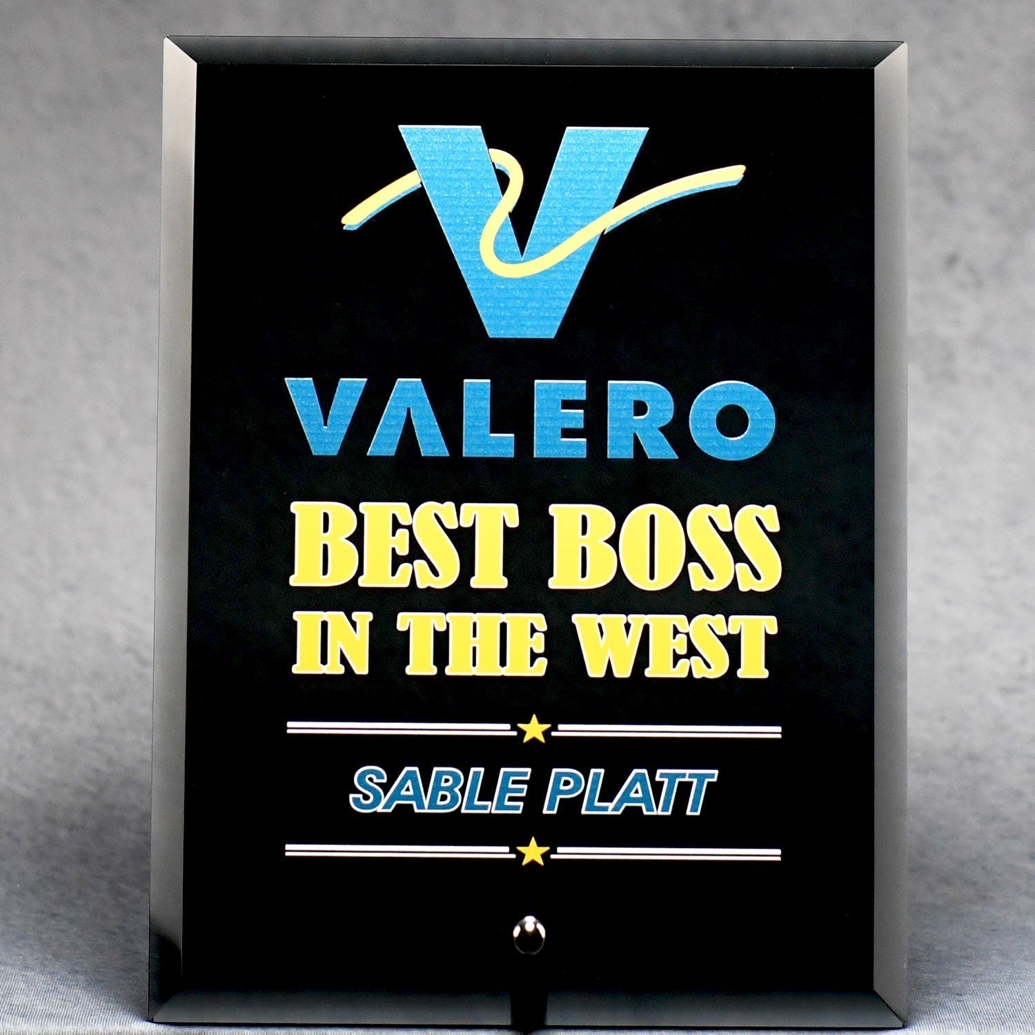 Economy Black Glass Standing Plaque | Alliance Awards LLC.