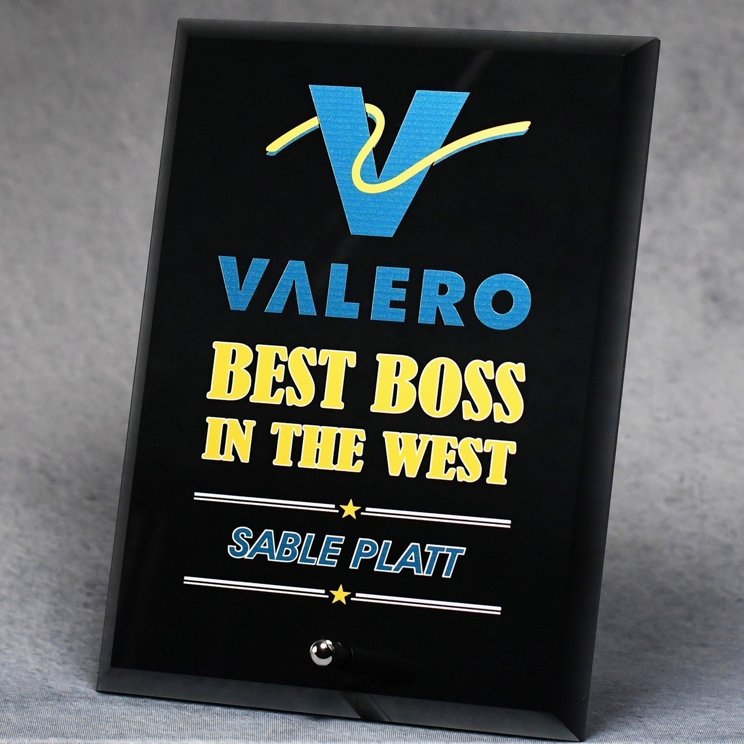 Economy Black Glass Standing Plaque | Alliance Awards LLC.