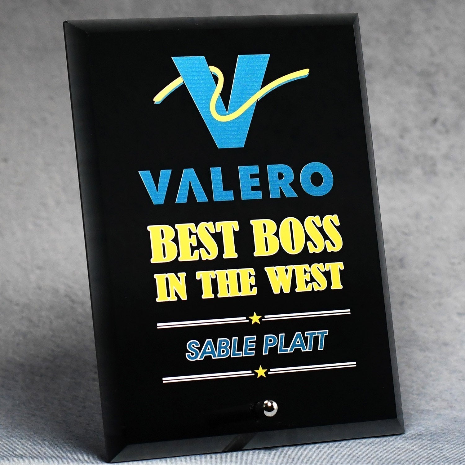 Economy Black Glass Standing Plaque | Alliance Awards LLC.