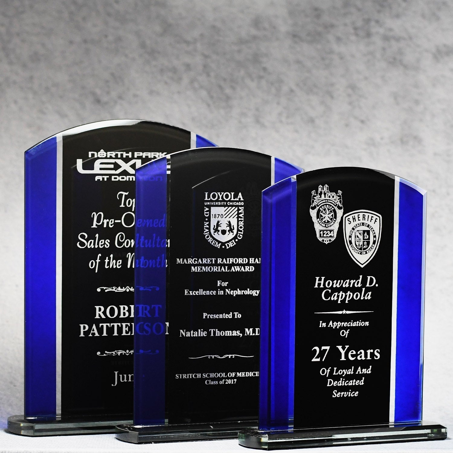 Economy Black And Blue Glass Plaque | Alliance Awards LLC.