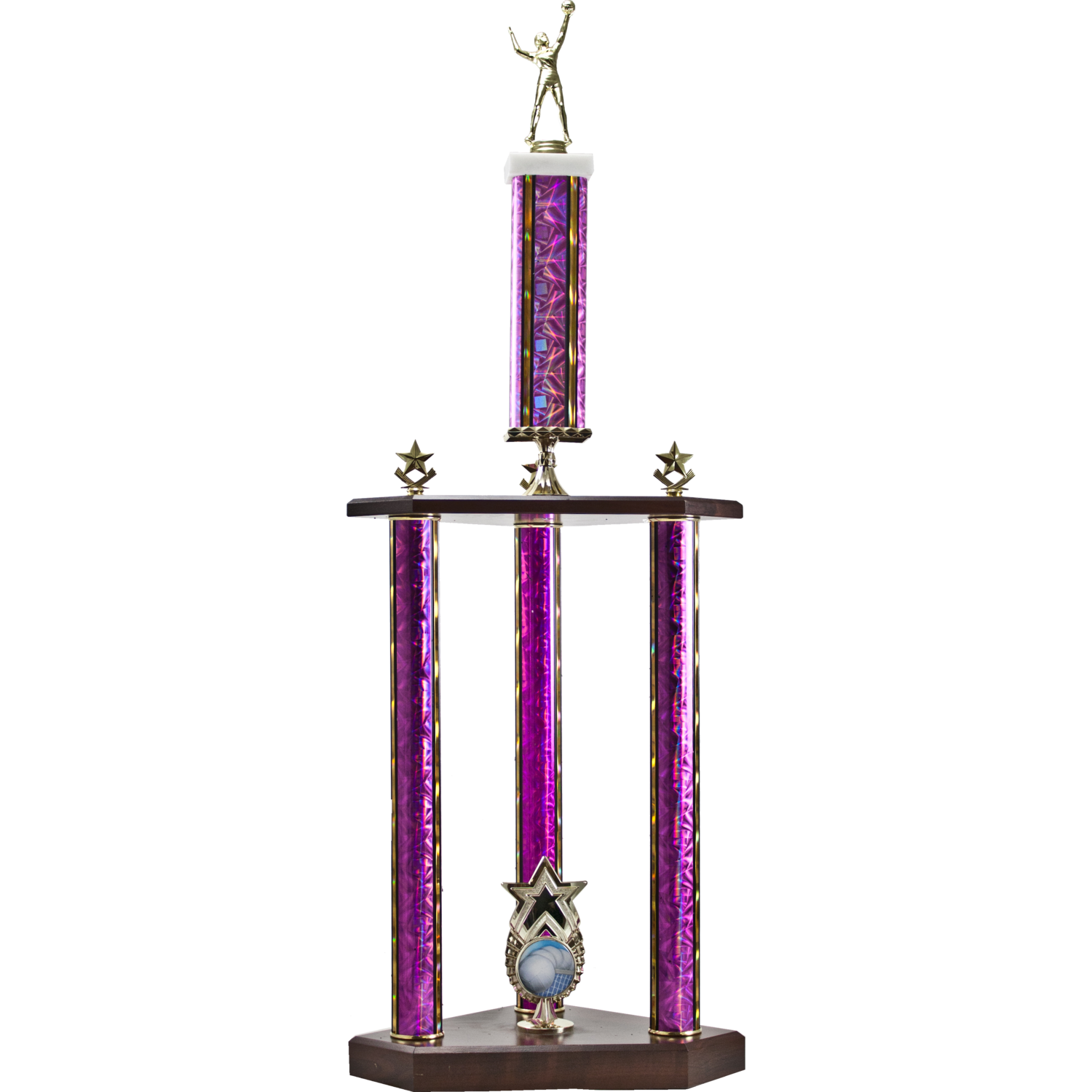 Traditional Series Two-Tier 3 Post Trophy With Star "Exclusive" Star | Alliance Awards LLC.