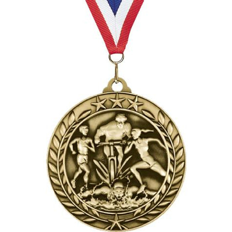 Wreath Antique Medallion - Triathlon | Alliance Awards LLC.