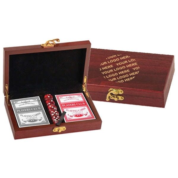 Rosewood Finish Card And Dice Set | Alliance Awards LLC.