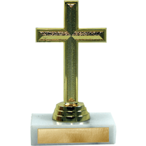 Gold Cross On Marble Base | Alliance Awards LLC.